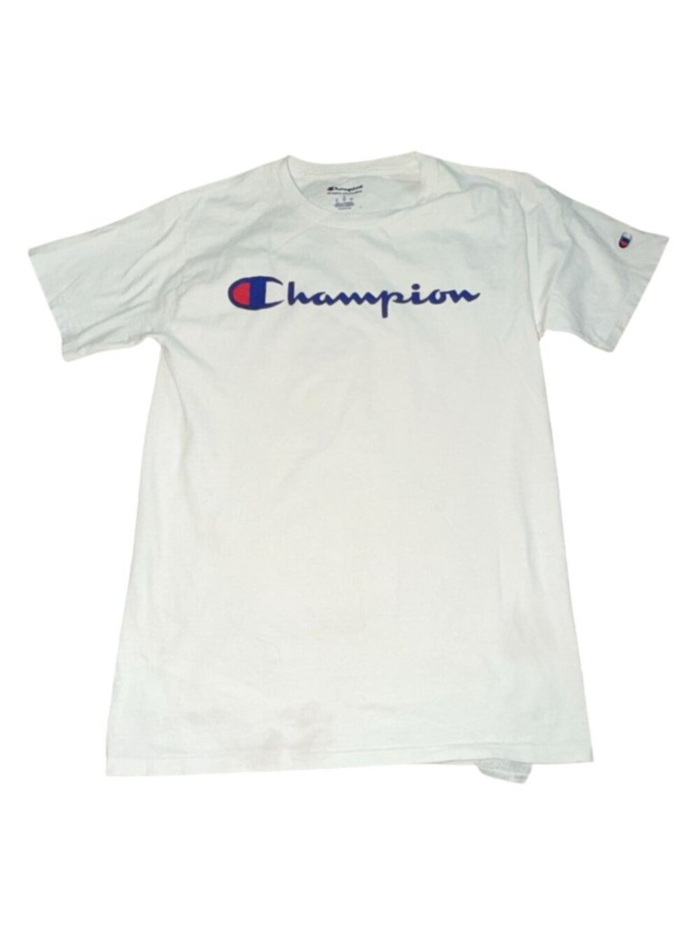 Champion Mens Classic Graphic T-Shirt White Script Spellout Logo Size S